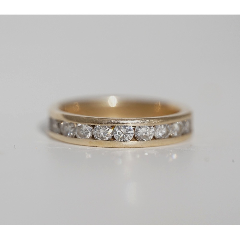Vintage 14k Solid Gold Natural Channel Set Eternity Band Ring - 3.20g Size 6 - Picture 6 of 9